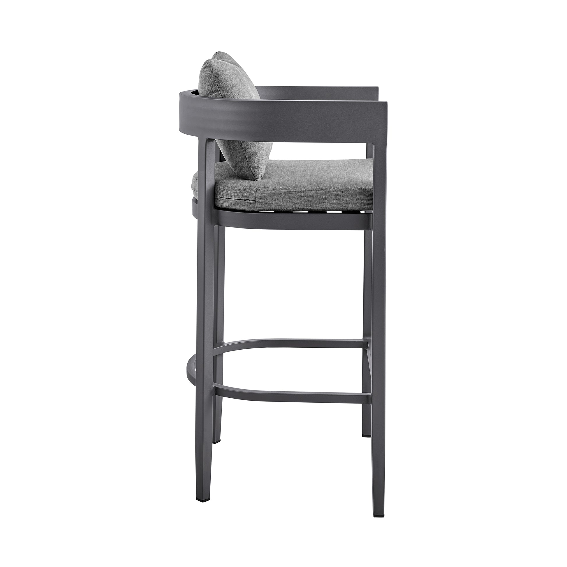 Argiope Outdoor Patio Bar Stool in Aluminum with Grey Cushions By Armen Living | Bar Stools | Modishstore - 5