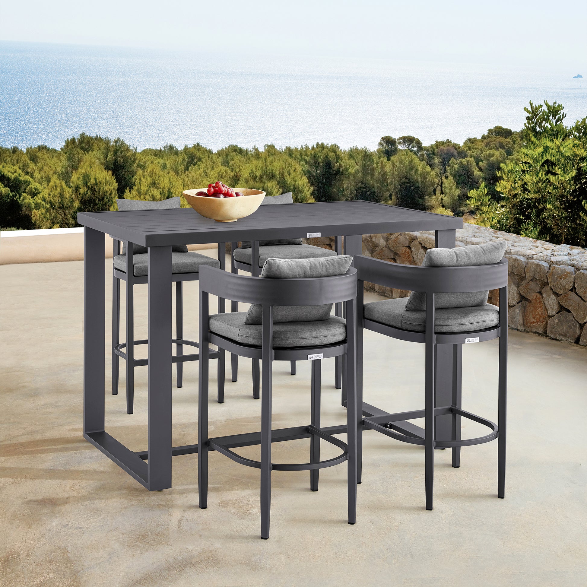 Argiope Outdoor Patio Bar Height Dining Table in Aluminum By Armen Living | Bar Tables | Modishstore - 3
