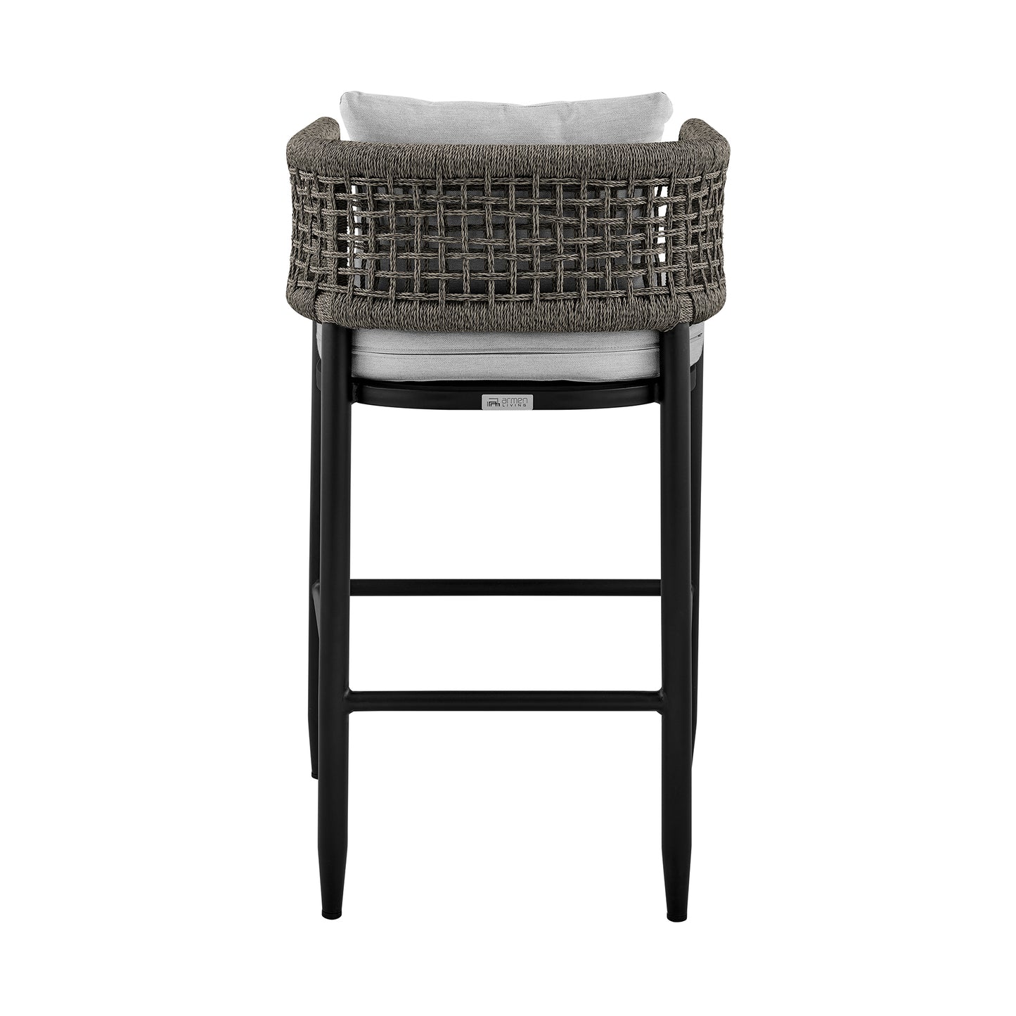 Felicia Outdoor Patio Bar Stool in Aluminum with Grey Rope and Cushions By Armen Living | Bar Stools | Modishstore - 7