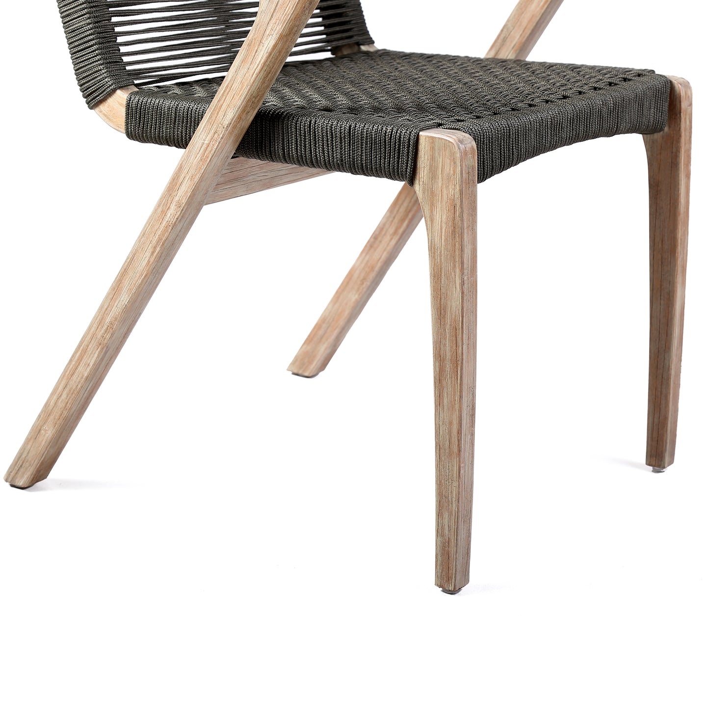 Nabila Outdoor Light Eucalyptus Wood and Charcoal Rope Dining Chairs - Set of 2 By Armen Living | Outdoor Chairs | Modishstore - 9