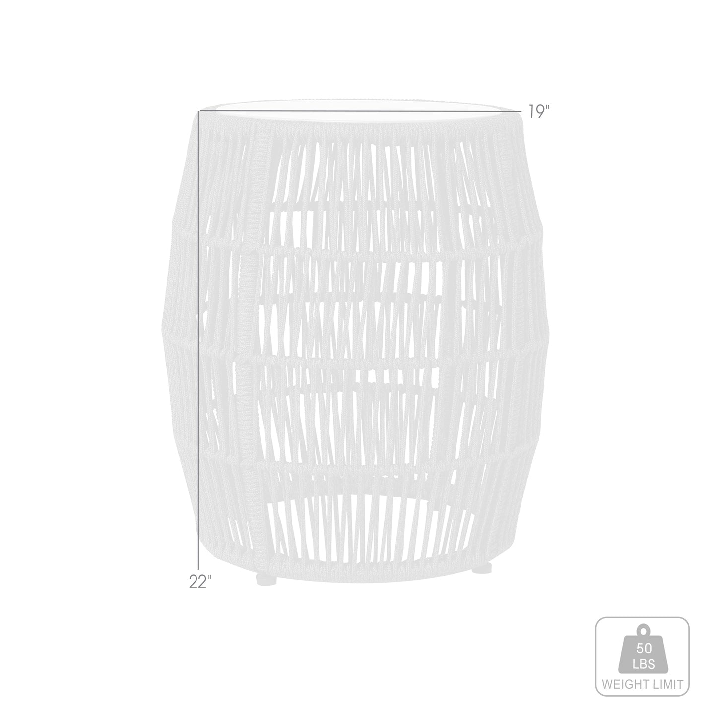 Emory Indoor Outdoor Garden Stool End Table in Grey Rope and Grey Stone By Armen Living | End Tables | Modishstore - 14