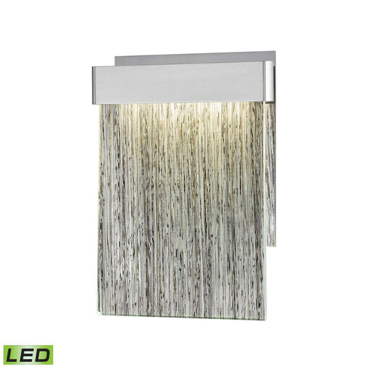 Meadowland 1-Light Sconce in Satin Aluminum and Chrome with Textured Glass - Integrated LED | Sconces | Modishstore
