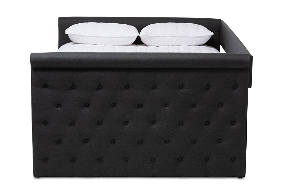 baxton studio amaya modern and contemporary dark grey fabric upholstered full size daybed | Modish Furniture Store-3