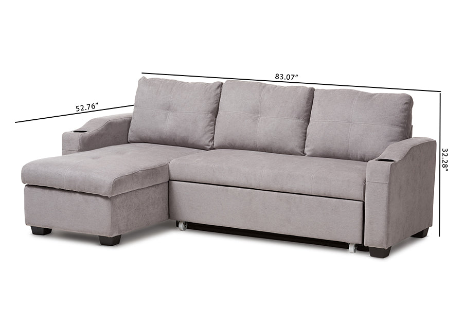 Baxton Studio Lianna Modern and Contemporary Light Grey Fabric Upholstered Sectional Sofa | Sofas | Modishstore - 6