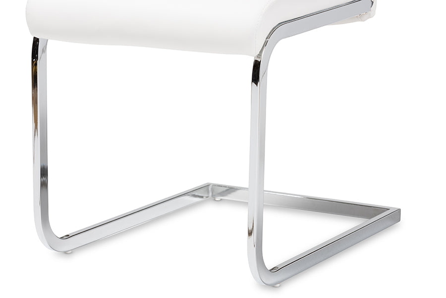Baxton Studio Cyprien Modern and Contemporary White Faux Leather Upholstered Dining Chair (Set of 4) | Dining Chairs | Modishstore - 5