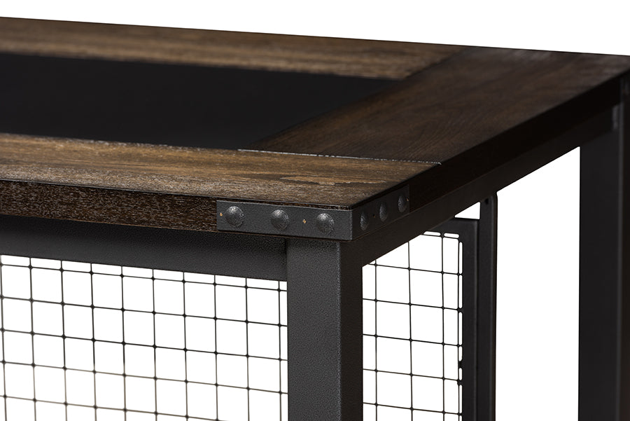 baxton studio arjean rustic and industrial grey fabric upholstered 5 piece pub set | Modish Furniture Store-3