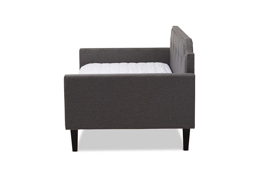 baxton studio packer modern and contemporary grey fabric upholstered twin size sofa daybed | Modish Furniture Store-3