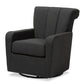 baxton studio rayner modern and contemporary grey fabric upholstered swivel chair | Modish Furniture Store-2