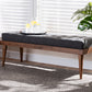 Baxton Studio Linus Mid-Century Modern Dark Grey Fabric Upholstered and Button Tufted Wood Bench | Modishstore | Stools & Benches