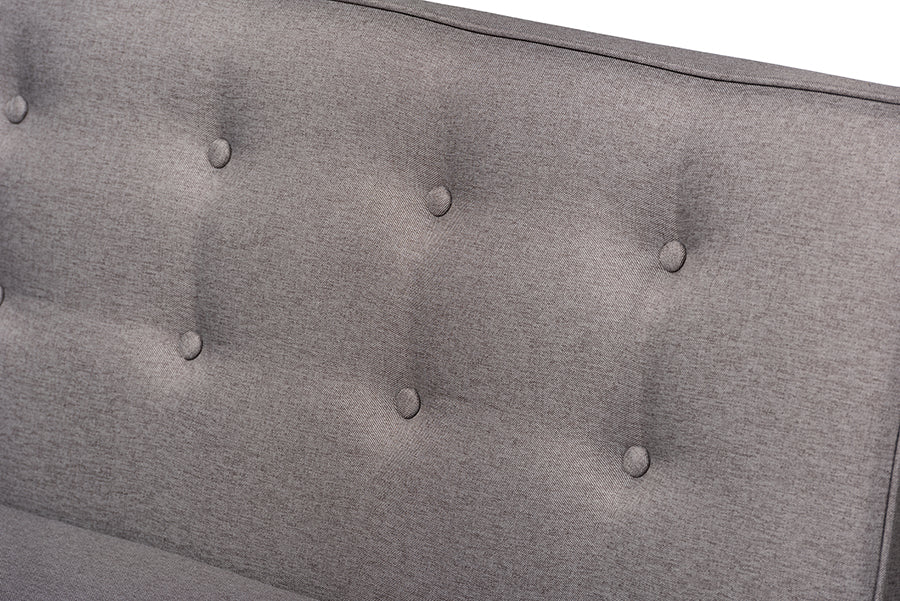 baxton studio arvid mid century modern gray fabric upholstered 2 piece wood dining nook banquette set | Modish Furniture Store-3