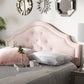 Baxton Studio Cora Modern and Contemporary Light Pink Velvet Fabric Upholstered Queen Size Headboard | Modishstore | Headboards