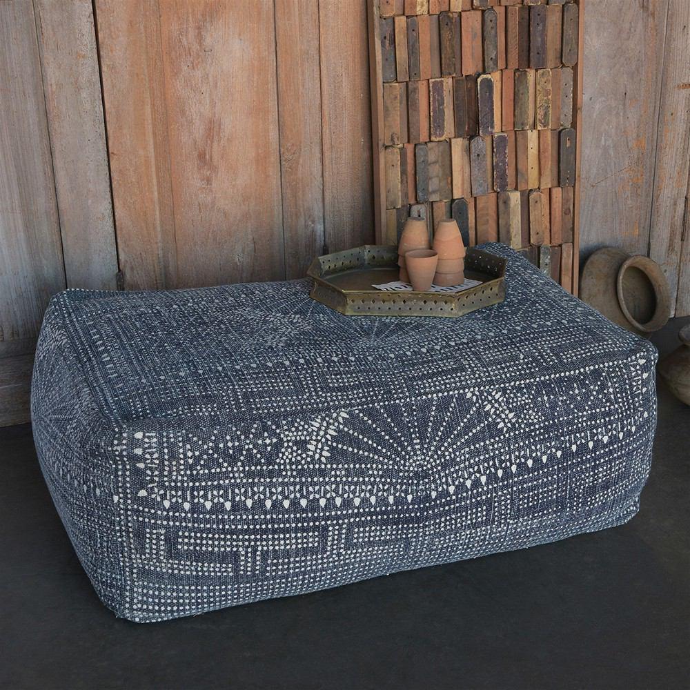 HomArt Indigo Batik Pouf, Rectangle - Indigo Batik - Feature Image-2
