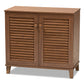 baxton studio coolidge modern and contemporary walnut finished 4 shelf wood shoe storage cabinet | Modish Furniture Store-2