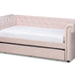 baxton studio mabelle modern and contemporary light pink velvet upholstered daybed with trundle | Modish Furniture Store-2