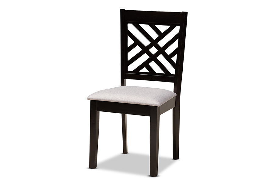 baxton studio lilly modern and contemporary grey fabric upholstered and dark brown finished wood 5 piece dining set | Modish Furniture Store-3