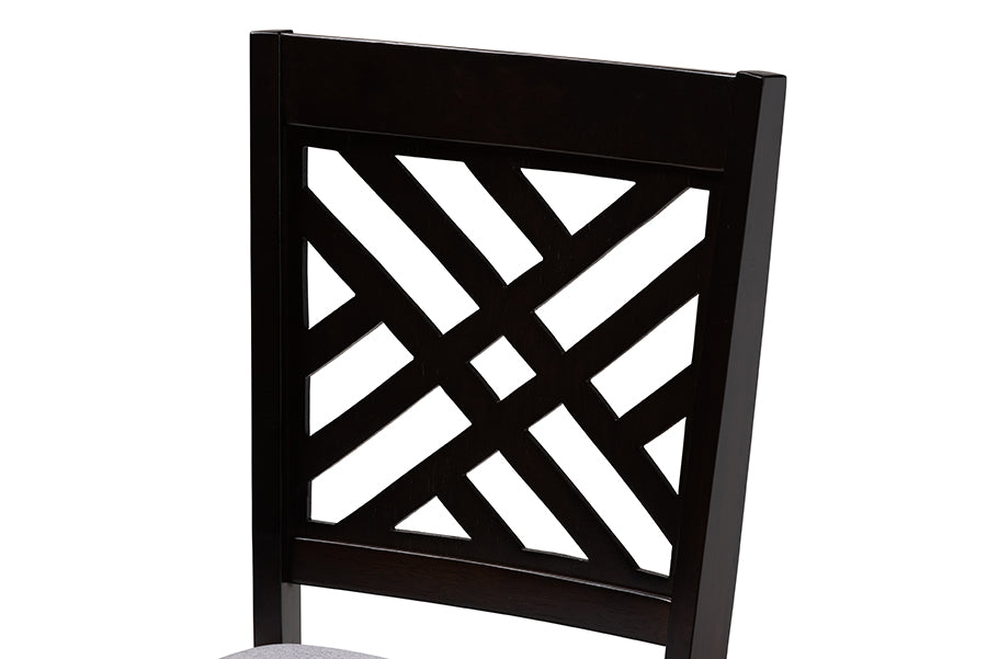 baxton studio caron modern and contemporary gray fabric upholstered espresso brown finished wood 5 piece dining set | Modish Furniture Store-3