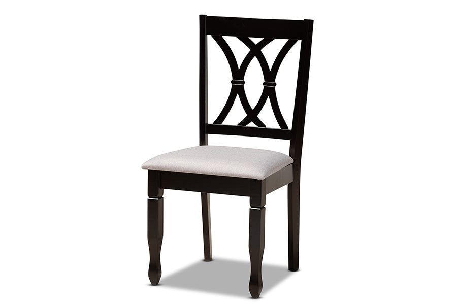 baxton studio millie modern and contemporary grey fabric upholstered and dark brown finished wood 5 piece dining set | Modish Furniture Store-3