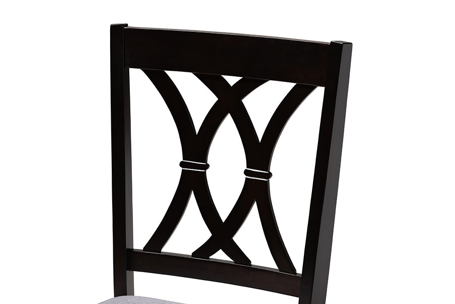 baxton studio reneau modern and contemporary gray fabric upholstered espresso brown finished wood 5 piece dining set | Modish Furniture Store-3