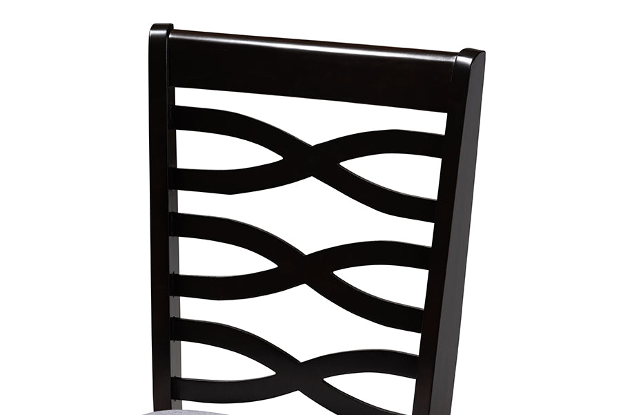 baxton studio lanier modern and contemporary gray fabric upholstered espresso brown finished wood 5 piece dining set | Modish Furniture Store-3