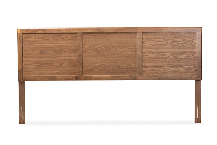 Baxton Studio Raya Mid-Century Modern Walnut Brown Finished Wood King Size Headboard | Headboards | Modishstore - 6