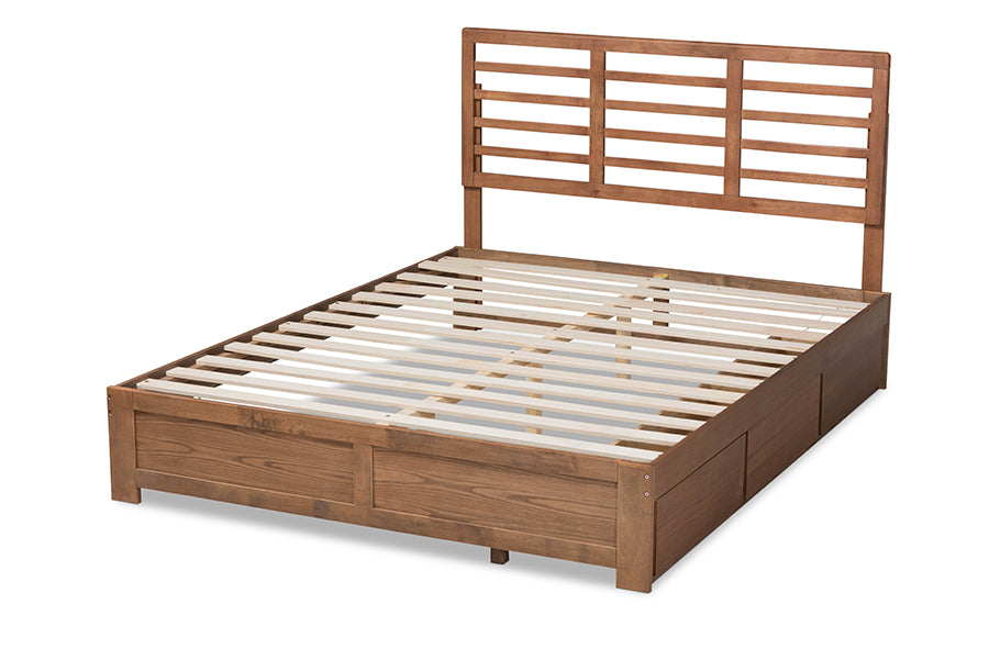 Baxton Studio Piera Modern and Contemporary Transitional Ash Walnut Brown Finished Wood Full Size 3-Drawer Platform Storage Bed | Beds | Modishstore - 9