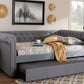 Baxton Studio Mabelle Modern and Contemporary Gray Fabric Upholstered Queen Size Daybed with Trundle | Modishstore | Beds