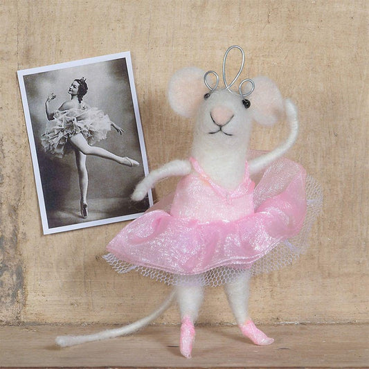 HomArt Felt Ballerina Mouse Ornament - Set of 6 - Feature Image | Modishstore | Holiday
