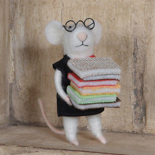 HomArt Felt Librarian Mouse Ornament - Set of 6 - Feature Image | Modishstore | Holiday