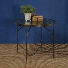 Carrefour Mirrored Table - Antique Nickle & Antique Mirror By HomArt