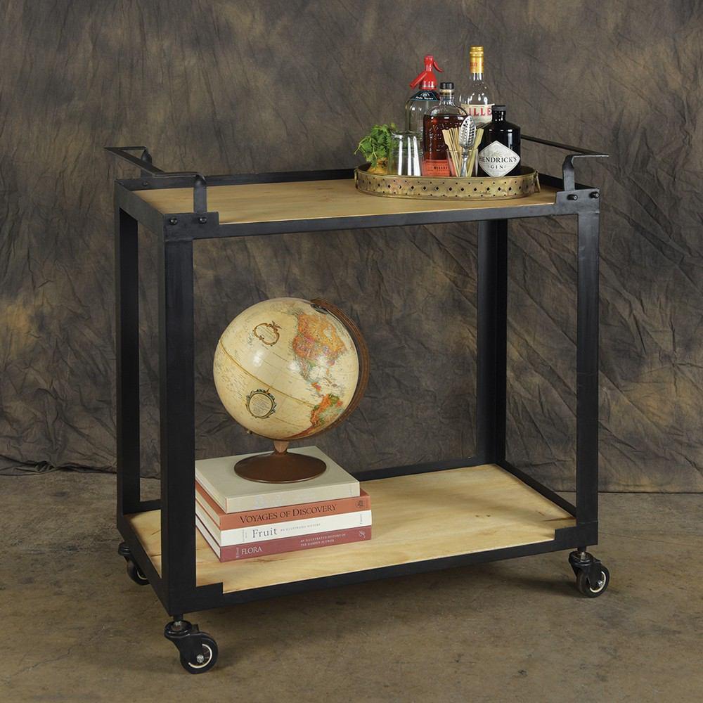 HomArt Mateo Bar Trolley - Iron and Wood - Black-6