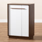 Baxton Studio Mette Mid-Century Modern Two-Tone White and Walnut Finished 5-Shelf Wood Entryway Shoe Cabinet | Modishstore | Cabinets