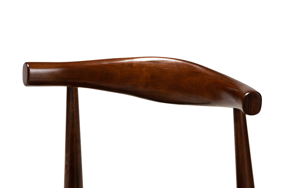 baxton studio berlin mid century modern black faux leather upholstered walnut finished 5 piece wood dining set | Modish Furniture Store-3