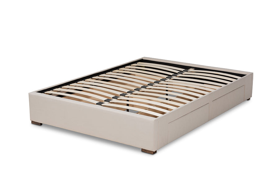 Baxton Studio Leni Modern and Contemporary Beige Fabric Upholstered 4-Drawer Queen Size Platform Storage Bed Frame | Beds | Modishstore - 8