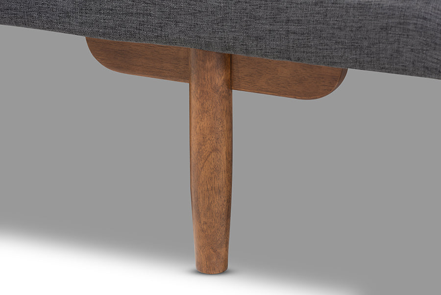 Baxton Studio Marit Mid-Century Modern Two-Tone Grey Fabric Upholstered Walnut Finished Wood Daybed | Daybeds | Modishstore - 6