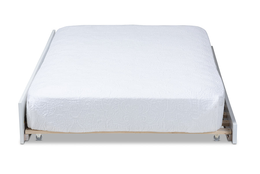 baxton studio mariana classic and traditional white finished wood twin size trundle | Modish Furniture Store-3