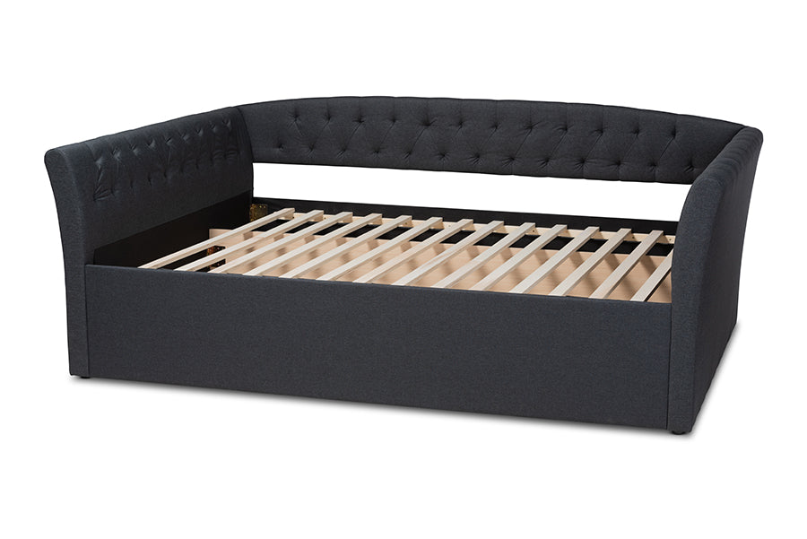 Baxton Studio Delora Modern and Contemporary Dark Grey Fabric Upholstered Queen Size Daybed | Daybeds | Modishstore - 7