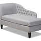 baxton studio florent modern and contemporary grey fabric upholstered black finished chaise lounge | Modish Furniture Store-2