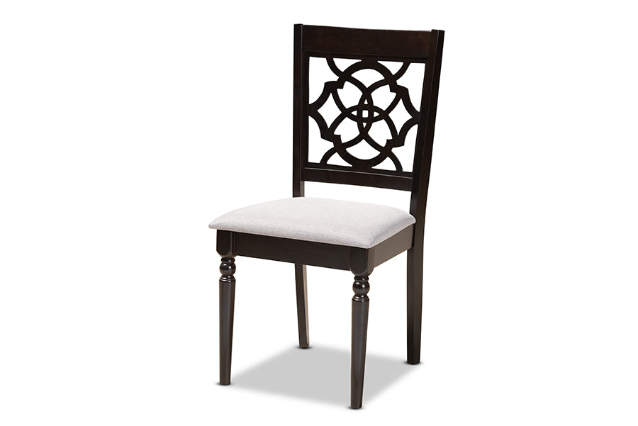 baxton studio eliza modern and contemporary grey fabric upholstered and walnut brown finished wood 5 piece dining set | Modish Furniture Store-3