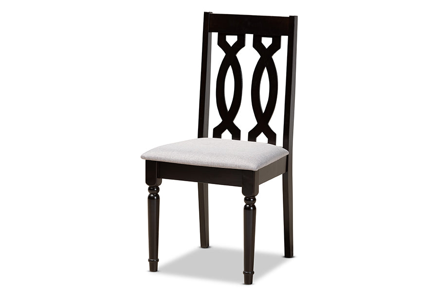 baxton studio anise modern and contemporary grey fabric upholstered and dark brown finished wood 5 piece dining set | Modish Furniture Store-3