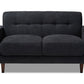 baxton studio allister mid century modern dark grey fabric upholstered loveseat | Modish Furniture Store-3
