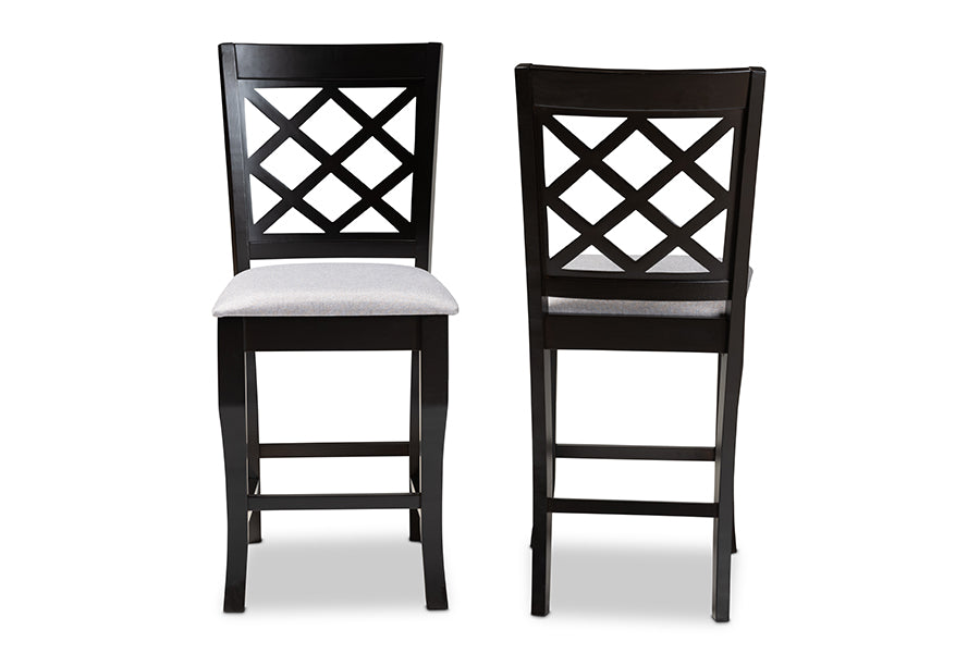 baxton studio alora modern and contemporary grey fabric upholstered espresso brown finished 2 piece wood counter stool set of 4 | Modish Furniture Store-3