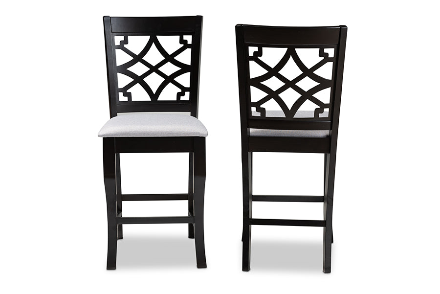 baxton studio nisa modern and contemporary grey fabric upholstered espresso brown finished 2 piece wood counter stool set of 4 | Modish Furniture Store-3