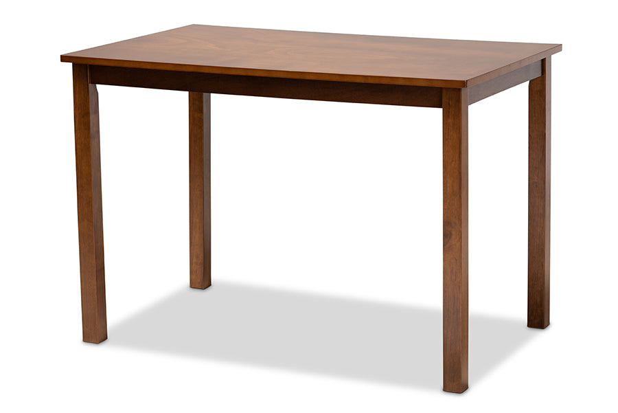 baxton studio caron modern and contemporary grey fabric upholstered walnut brown finished wood 5 piece dining set | Modish Furniture Store-3