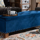 Baxton Studio Hannah Modern and Contemporary Navy Blue Velvet Fabric Upholstered Button-Tufted Storage Ottoman Bench | Modishstore | Ottomans