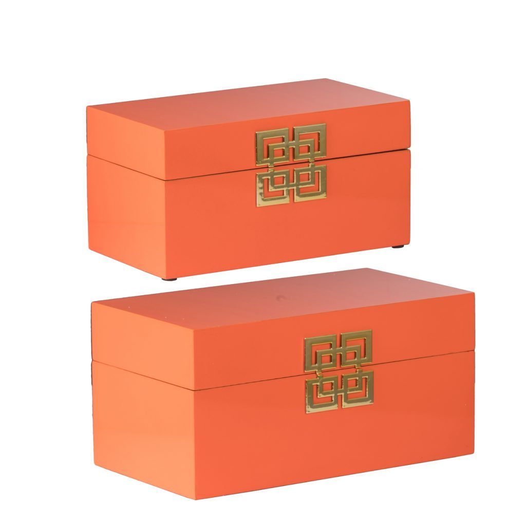 A&B Home Orange Decorative Boxes Set of 2 | Decorative Boxes | 44574-ORAN-DS | Modishstore - 4 - 4
