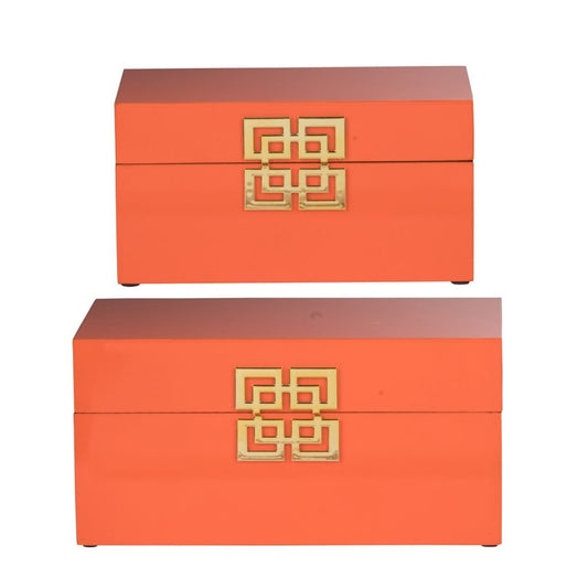 A&B Home Orange Decorative Boxes Set of 2 | Decorative Boxes | Modishstore