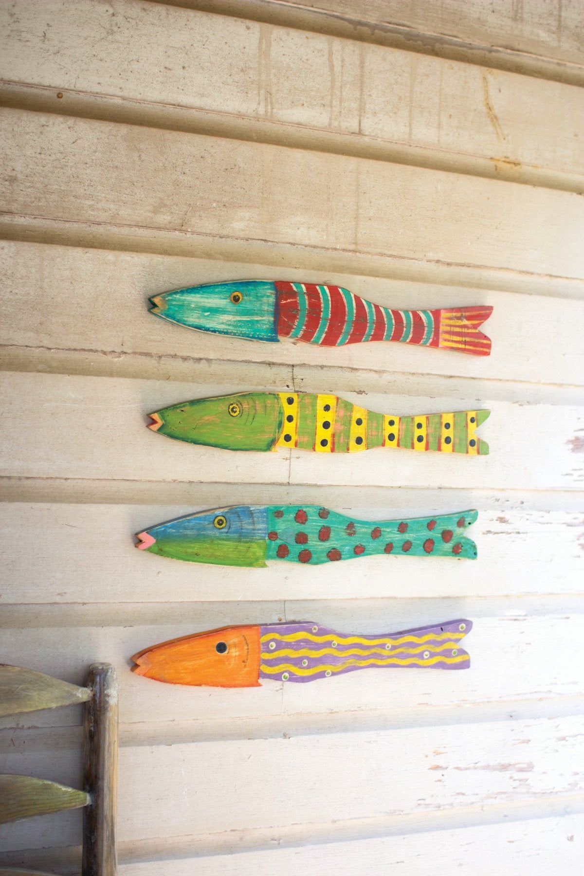 Kalalou Recycled Wood Antique Fish - Set Of 4 | Modishstore | Wall Decor