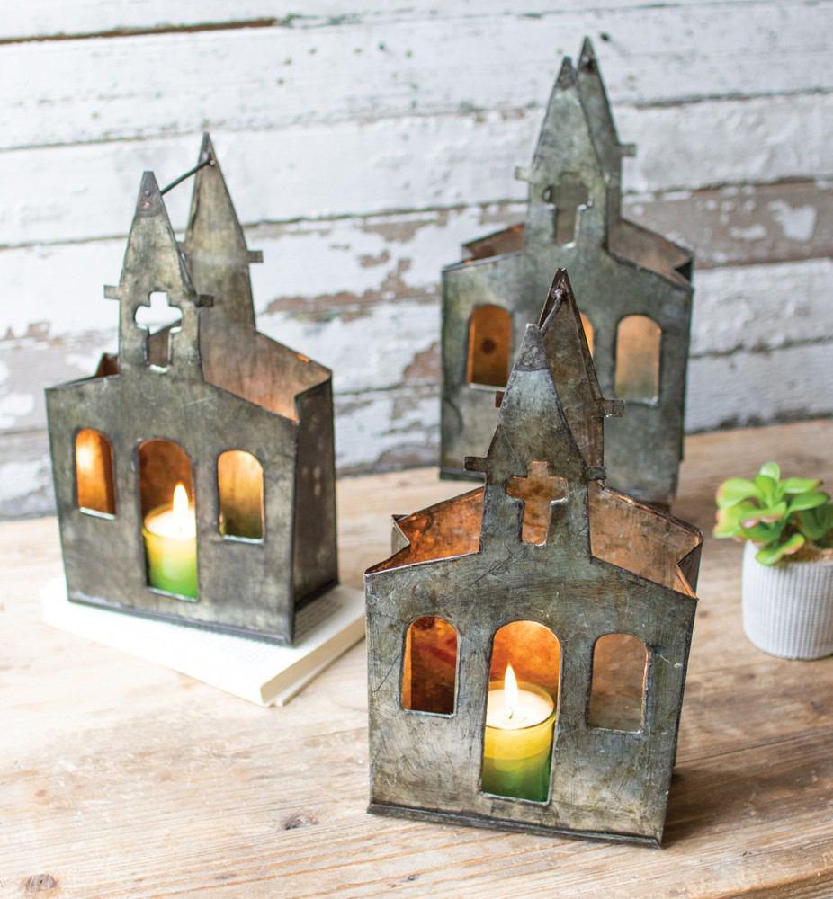 Kalalou Recycled Metal Church Luminary - Set Of 6 | Modishstore | Holiday