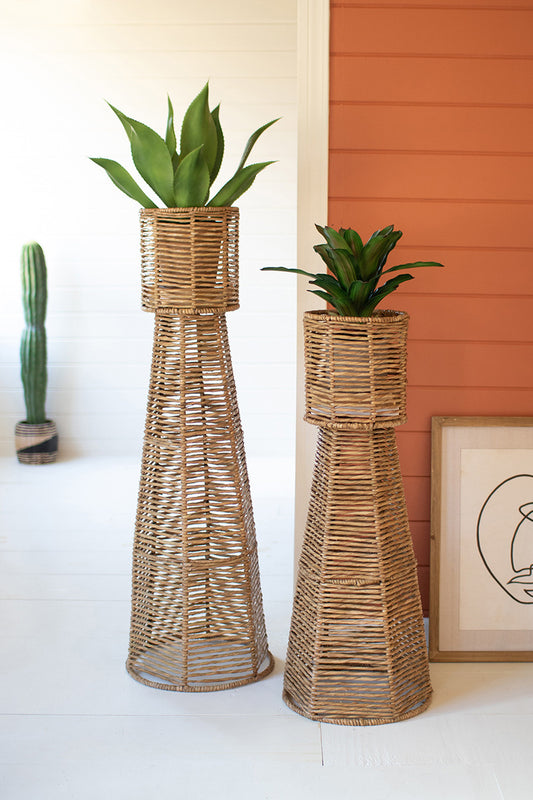 Seagrass And Iron Planter Towers Set Of 2 By Kalalou | Modishstore | Planters, Troughs & Cachepots