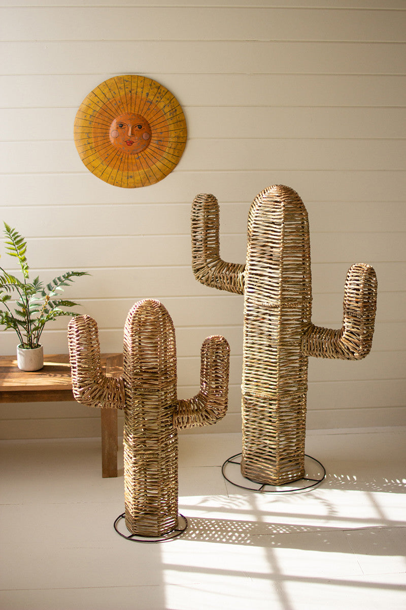 Set OF TWO Woven Seagrass Cacti